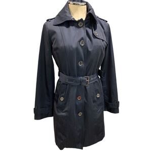 XS Michael Kors Womens Navy Blue Trench Coat with Removable Lining
